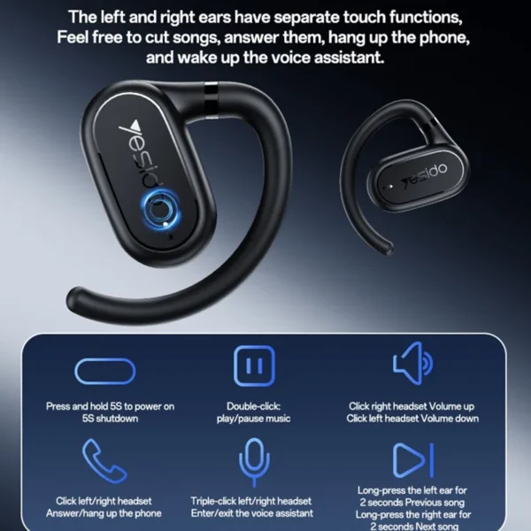 YESIDO YSP25 Open Ear Bluetooth-Compatible Earphones Bass Enhanced Waterproof Wireless Headset - Image 3