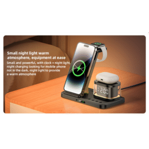 Yesido DS22 5-in-1 Wireless Charger with Clock – Multi-Device Fast Charging Station for iPhone, Apple Watch, AirPods – Adjustable Stand with LED Light - Image 15
