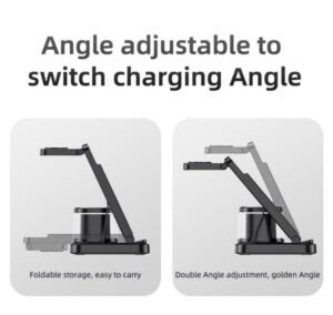 Yesido DS22 5-in-1 Wireless Charger with Clock – Multi-Device Fast Charging Station for iPhone, Apple Watch, AirPods – Adjustable Stand with LED Light - Image 9