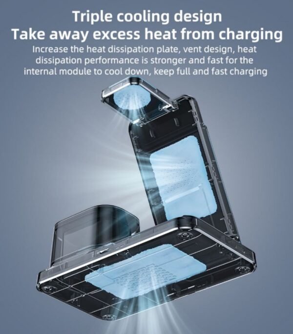 Yesido DS22 5-in-1 Wireless Charger with Clock – Multi-Device Fast Charging Station for iPhone, Apple Watch, AirPods – Adjustable Stand with LED Light - Image 12