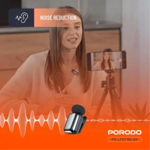 Porodo Wireless Lavalier Type-C Connector Microphones, Noise Reduction, Low Lantency, Plug & Play, 4H Mic Working Time, 33H Case Working Time, 1H Case Recharge Time - Image 5