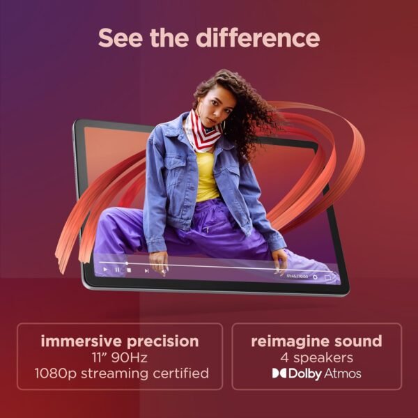 Lenovo Tab M11, 11” Display, MediaTek Helio G88 Octa-Core, 4GB RAM, 128GB SSD, 1920x1200 px, Ambient Light-Sensor, 10 Hour Battery, Comes w/Folio Case, Luna Grey - Image 5