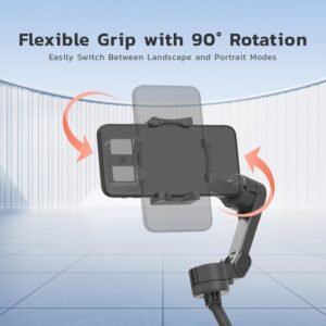 Porodo 3-Axis Gimbal Stabilizer with AI Tracking, Foldable Vlogging, Video EffectsStabilizer - Black - Image 3