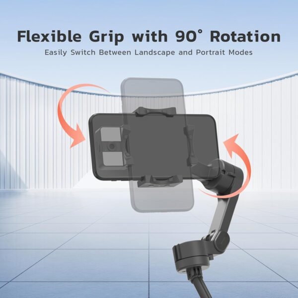 Porodo 3-Axis Gimbal Stabilizer with AI Tracking, Foldable Vlogging, Video EffectsStabilizer - Black - Image 3