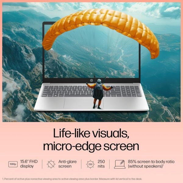 HP 15-fd0443nia Laptop – Intel Core i5-1334U, 8GB DDR4 RAM, 512GB SSD, 15.6" FHD Display, Windows 11 Home – Natural Silver - Image 7