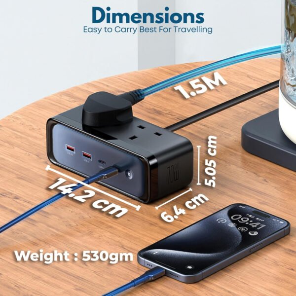Mcdodo CH-459 6-in-1 70W GaN Surge Protection Power Strip - Image 4