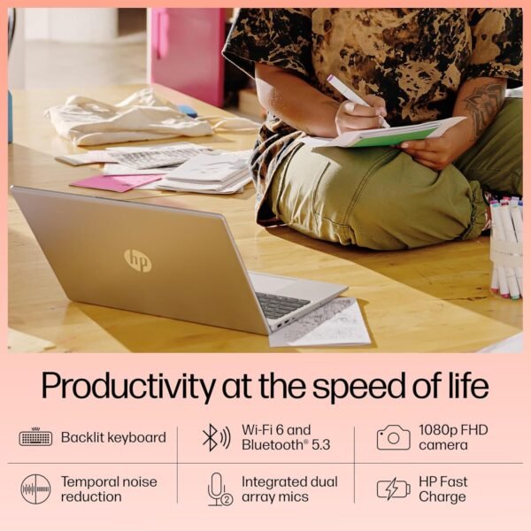 HP 15, 13th Gen Intel Core i5-1334U Laptop (8GB RAM, 512GB SSD), Anti-Glare, 15.6"/39.6cm, FHD, Win 11, MS Office 2021, Silver, 1.59Kg, Intel UHD Graphics, FHD Camera - Image 4