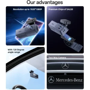 Yesido KM22 1920*1080P Big Display Resolution With 120 Degree Angle Range Two Way Car Driving Recorder - Image 3