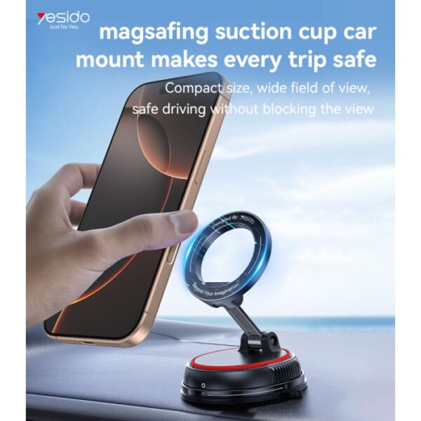 Yesido C219 360 Rotation And Folding Zinc Alloy Center Console Magsafing Suction Cup Car Phone Holder - Image 2