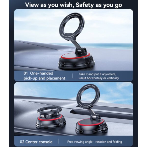 Yesido C219 360 Rotation And Folding Zinc Alloy Center Console Magsafing Suction Cup Car Phone Holder - Image 3