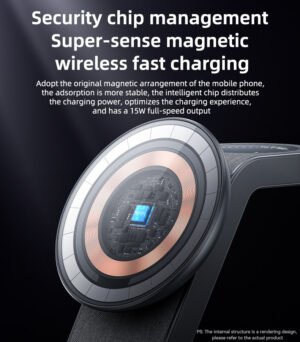 Yesido DS26 15W Wireless Fast Charging With Nightlight Foldable Design 3 in1 Desktop Stand Wireless Charger - Image 3