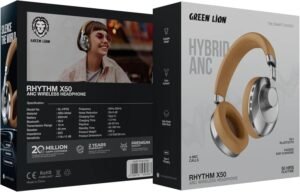 Green Lion Rhythm X50 ANC Wireless Headphones, 50H Long Playtime, Hybrid Active Noise Cancelling Headphones, Hi-Res Audio, Bluetooth V6.0, Game Mode, 4-Mic Calls, Foldable, Voice Assistant - Image 3