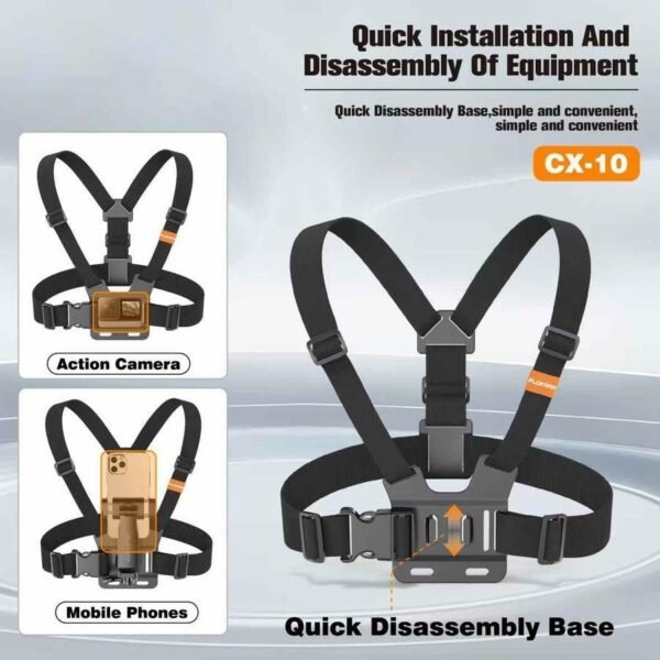 PLOKAMA CX-10 Chest Mount Camera Holder Chest Support Harness Mount Adjustable Chest Strap Belt Mobile Phone Strap Clip - Image 2