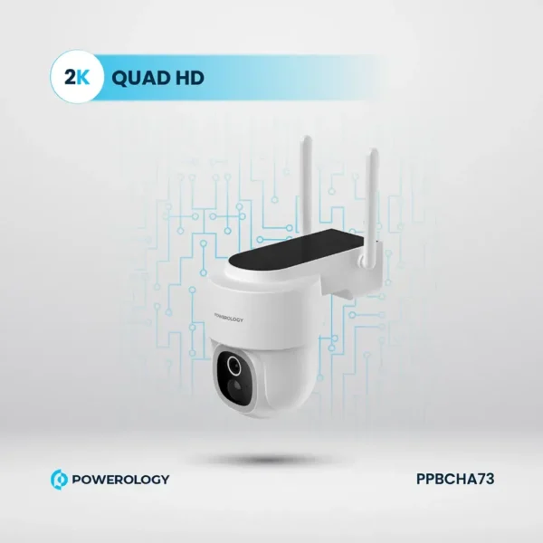 Powerology Built-In Solar Pan & Tilt Outdoor Camera: 2K QHD with 360° View & IP65 Rating - Image 3