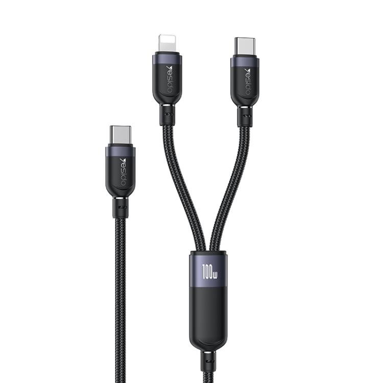 Yesido CA90 100W USB-C / Type-C to 8 Pin, Type-C 2 in 1 Charging