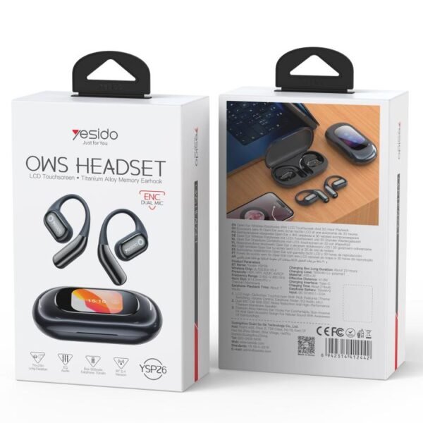 Yesido YSP26 ENC Noise Reduction Ear-hook Open OWS Bluetooth Earphone, with LCD Screen(Grey) - Image 11