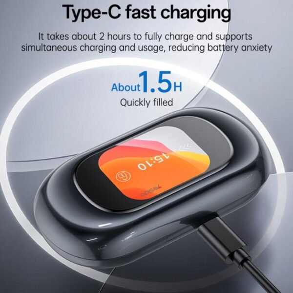 Yesido YSP26 ENC Noise Reduction Ear-hook Open OWS Bluetooth Earphone, with LCD Screen(Grey) - Image 2