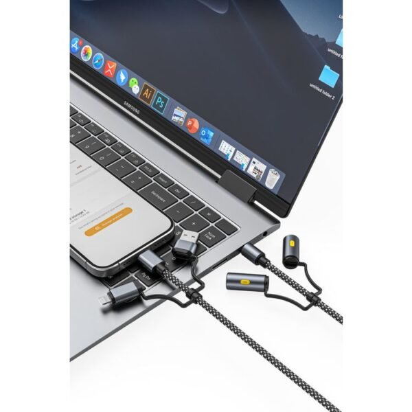 Green Lion 6-in-1 Charging Cable: 1.2m Multi-Head with PD 60W & LED Lights - Image 2