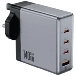 Green Lion GaN Premium UK Plug Wall Charger 140W - Gray