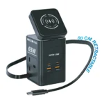 Green Lion GaN 65W Multi Port Travel Adapter: Wireless & UK Plug in Black
