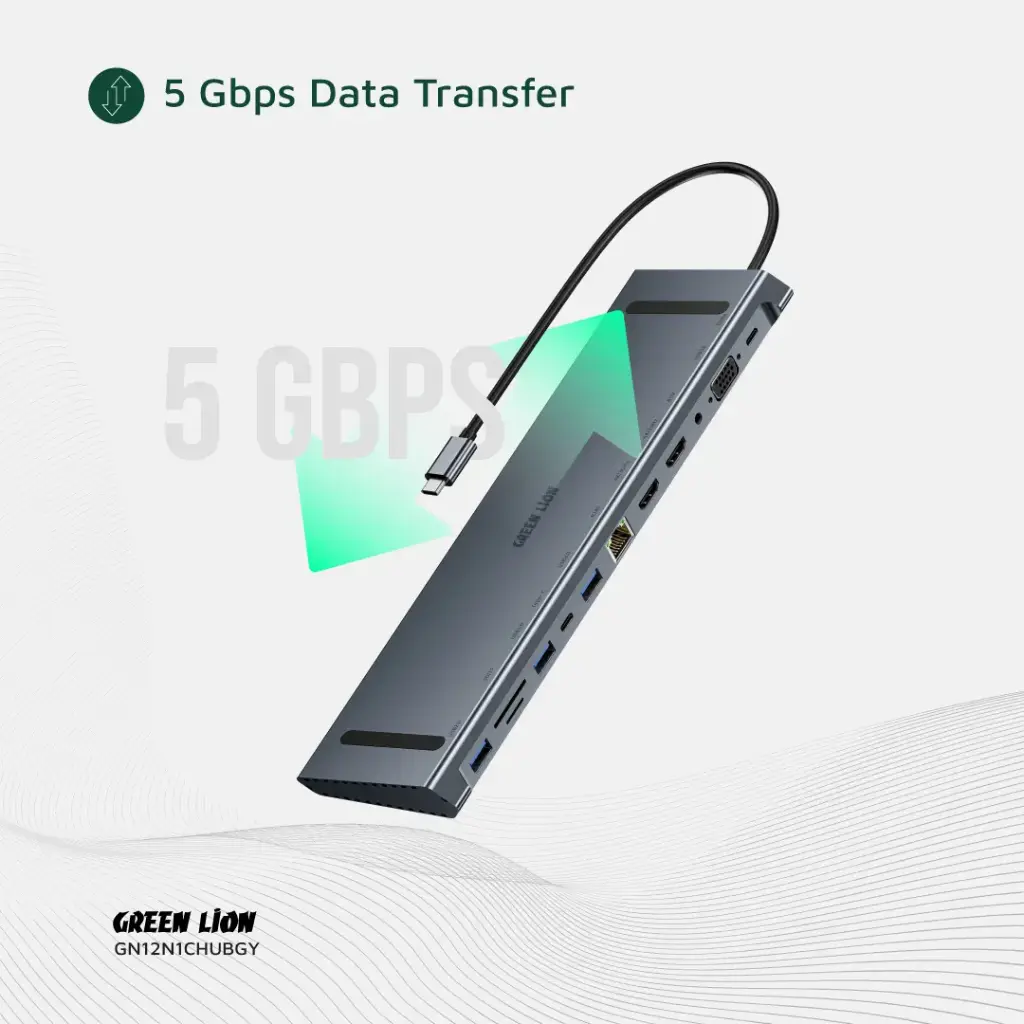 Green Lion 12 in 1 4K HDMI Ethernet USB C Hub Gray 6 All Products