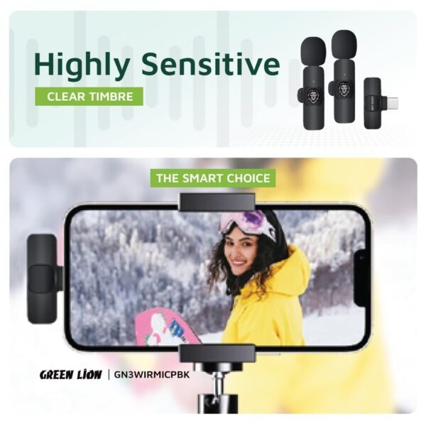 Green Lion 3 in 1 Wireless Microphone - Black - Image 9