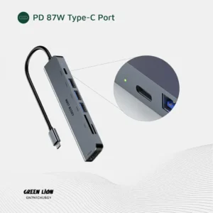 Green Lion 7-in-1 USB-C Hub: Multi-Port Dock with 4K HDMI & PD 100W in Gray - Image 4