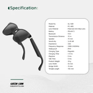 Green Lion Barcelona Smart Glasses - Black - Image 8