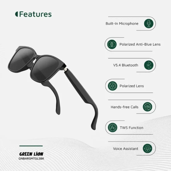 Green Lion Barcelona Smart Glasses - Black - Image 7