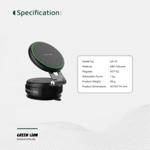 Green Lion GX-41 MagSafe Suction Phone Holder - Black - Image 5