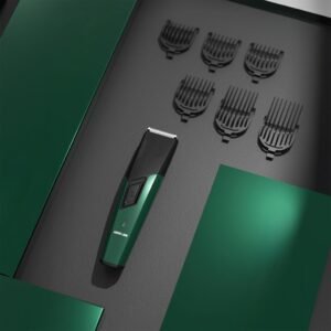 Green Lion Trim Flex Hair Trimmer, 6 Size Combs, 1/2/3/6/9/12mm, 45 Minutes Working Time, 600mAh, 8 Hours Charging Time, Innovative Design, 6800RPM- Green & Black - Image 2