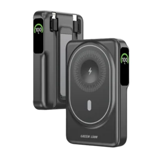 Green Lion Mag-Vision 10000mAh Power Bank: MagSafe Wireless Charger in Black