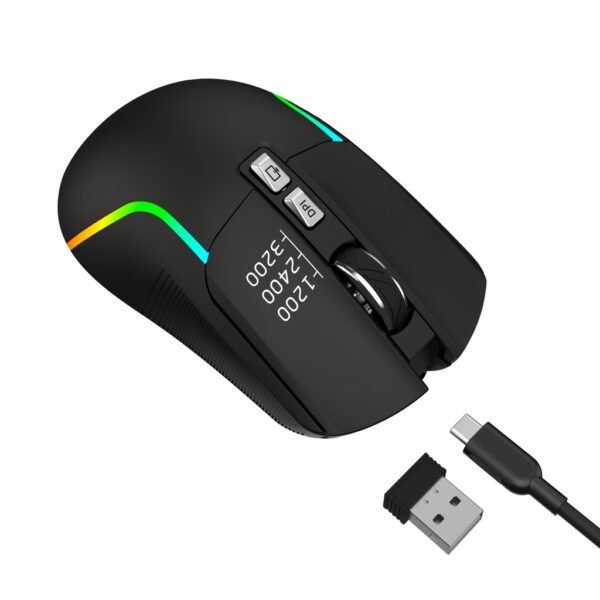 Green Lion Rechargeable Gaming Mouse - Black - Image 3