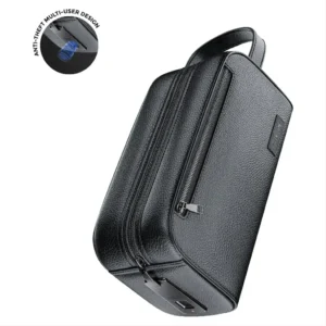 GREEN LION Liora Fingerprint Bag/ Anti-Theft Multi-User Design/ PU Leather Pouch/ Rechargable Finger Print Hand Bag / Wallet for Money, Mobile Phone / Multiple Pockets/ Smart Lock System Clutch Bag – Black - Image 3