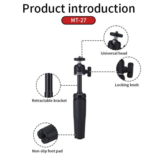 Jmary MT27 Mini Portable Lightweight Tripod Stand Smart Selfie Stick 360 Rotation for Phone and Camera - Image 14