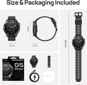 Mibro Smart Watch GS Pro2 (Black) – 1.43″ Amoled Display, Bluetooth Calling, 20 Day Battery Life, 5ATM Waterproof, Dual Frequency GPS Positioning, 150+ Sports Modes, Heart Rate Monitoring, Sporty Style Strap - Image 10