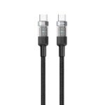 Porodo Braided 100W PD C to C Fast Charging Cable with Transparent Head 1.2M black