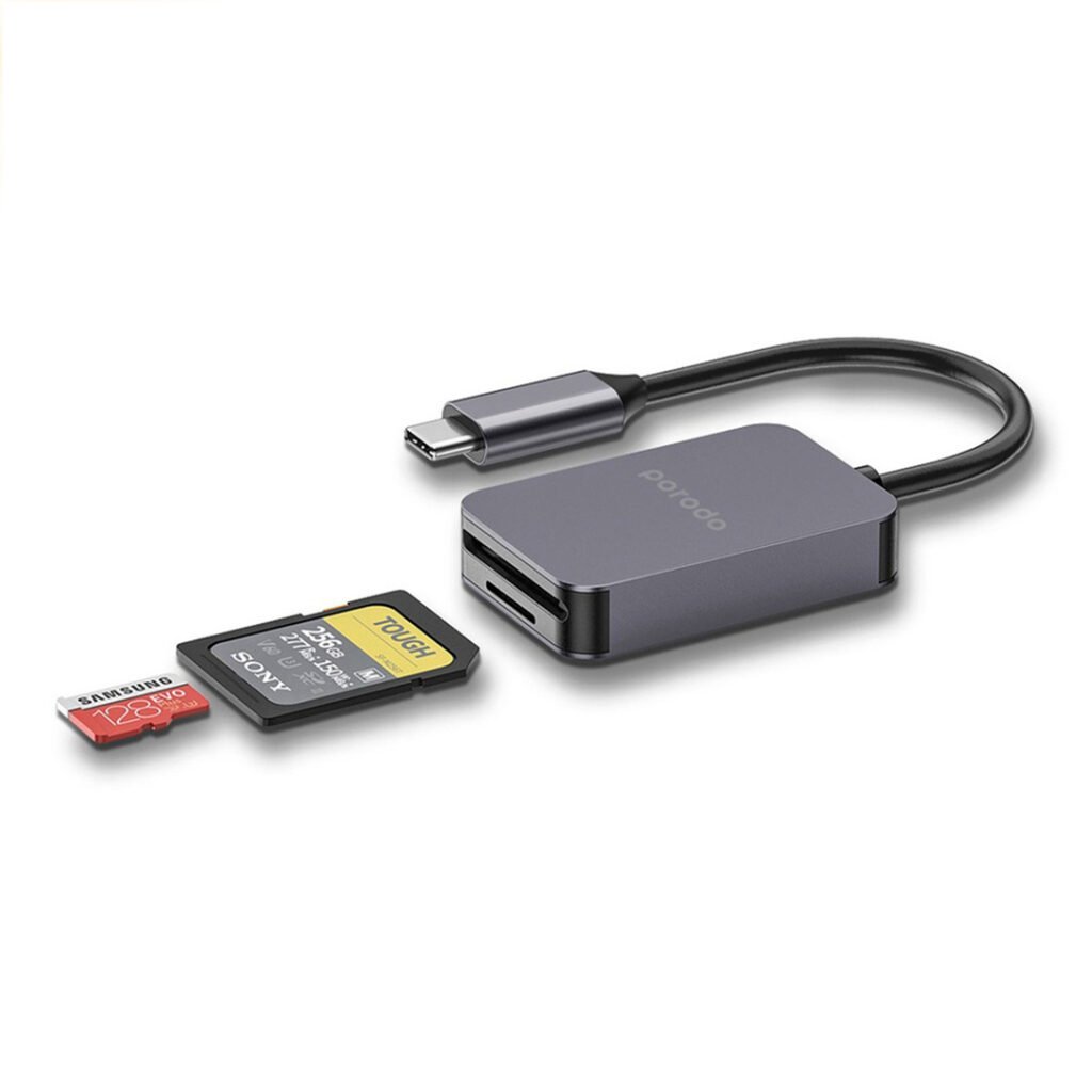 PD 21CDR GY Porodo 2in1 USB C Card Reader SD MicroSD Grey All Products
