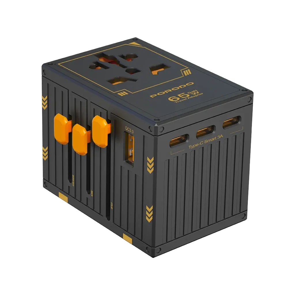 PD FWCH038 BK Porodo GaN 5 Port Travel Block Universal Charger Black All Products