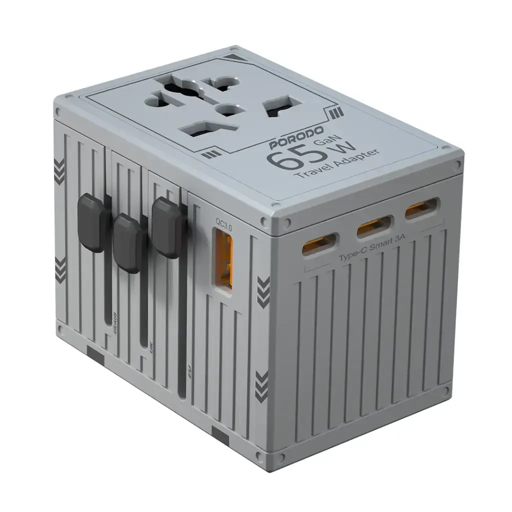 PD FWCH038 GY Porodo GaN 5 Port Travel Block Universal Charger Grey All Products
