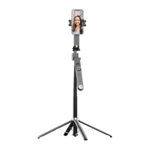 Porodo Selfie Stick Pro X Tripod 135cm Extendable with Detachable Light 4 Leg - Image 3