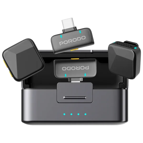 Porodo Orion Lavalier Microphone Type-C & Lightning - Black - Image 3