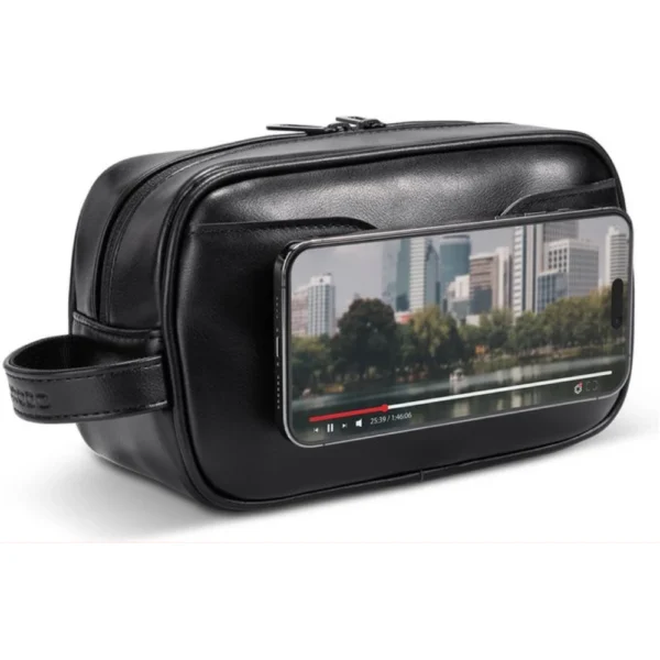 Porodo MagSafe Travel Organizer Pouch with Phone Holder & Premium PU Leather / Organized Storage Design / Integrated MagSafe Holder / Carry Handle / Two Way Zipper / Sleek Design - Image 5