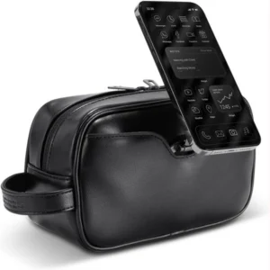 Porodo MagSafe Travel Organizer Pouch with Phone Holder & Premium PU Leather / Organized Storage Design / Integrated MagSafe Holder / Carry Handle / Two Way Zipper / Sleek Design