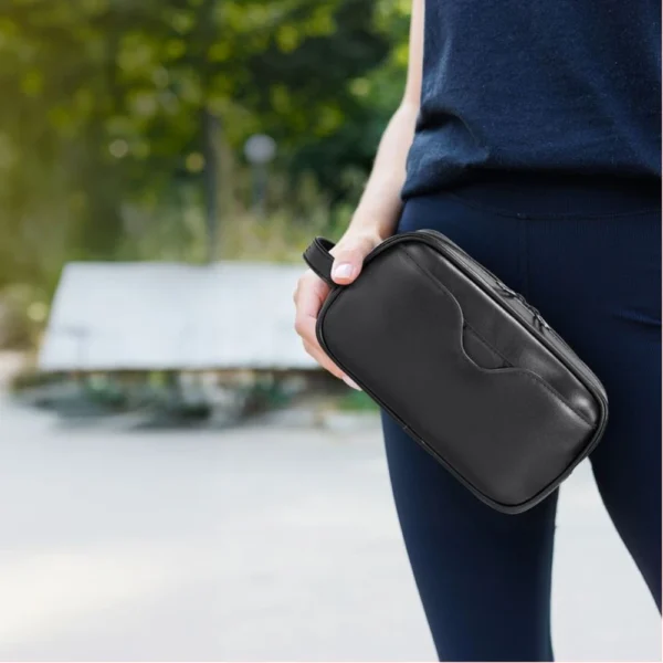 Porodo MagSafe Travel Organizer Pouch with Phone Holder & Premium PU Leather / Organized Storage Design / Integrated MagSafe Holder / Carry Handle / Two Way Zipper / Sleek Design - Image 3