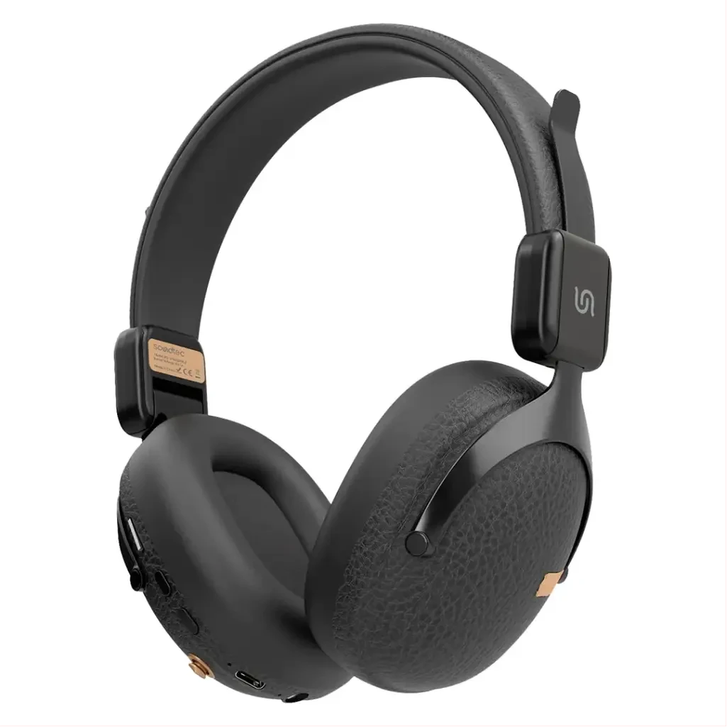 porodo Soundtec Onyx Sonic Wireless Headphones– Noise Reduction, Bluetooth 5.4, Type-C Charging, 2H Charge, 18H Playtime, 10m Range, Game & EQ Modes, TF Card Support, Foldable, Multi-Function Controls-Black