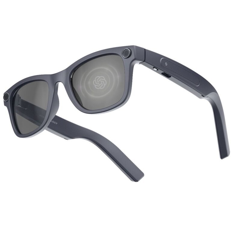 Powerology Paganspo AI Camera Smart Glasses, Up to 10 Hours Playback Time, Dual Silicone Microphones, 4GB Internal Storage, 8MP Camera, Immersive Stereo Audio, Voice Assistant, Real-Time Translation