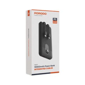 Porodo 10000mAh Powerbank Integrated Cable 22.5W - Black - Image 3