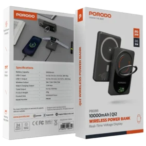 Porodo 10000mAh Qi2 Wireless Power Bank - Dark Gray - Image 5