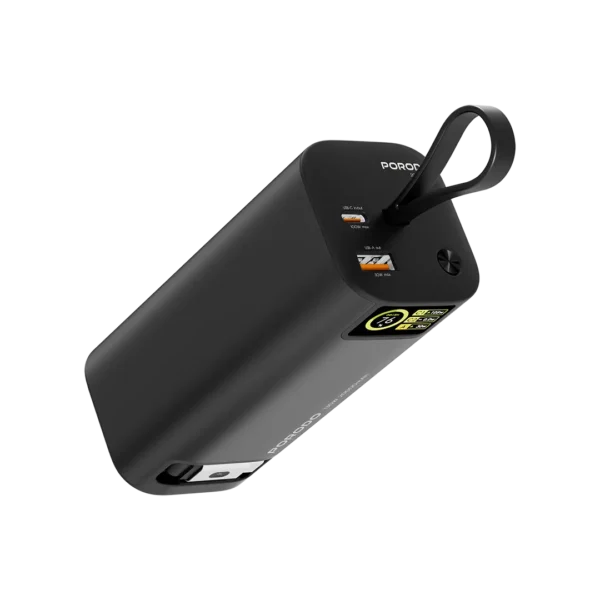 Porodo 20000mAh 130W Power Bank with 1 Meter Retractable Type-C Cable / PD 100W Rapid Charging / Input/Output / Info Display / Laptop Charger - Image 2